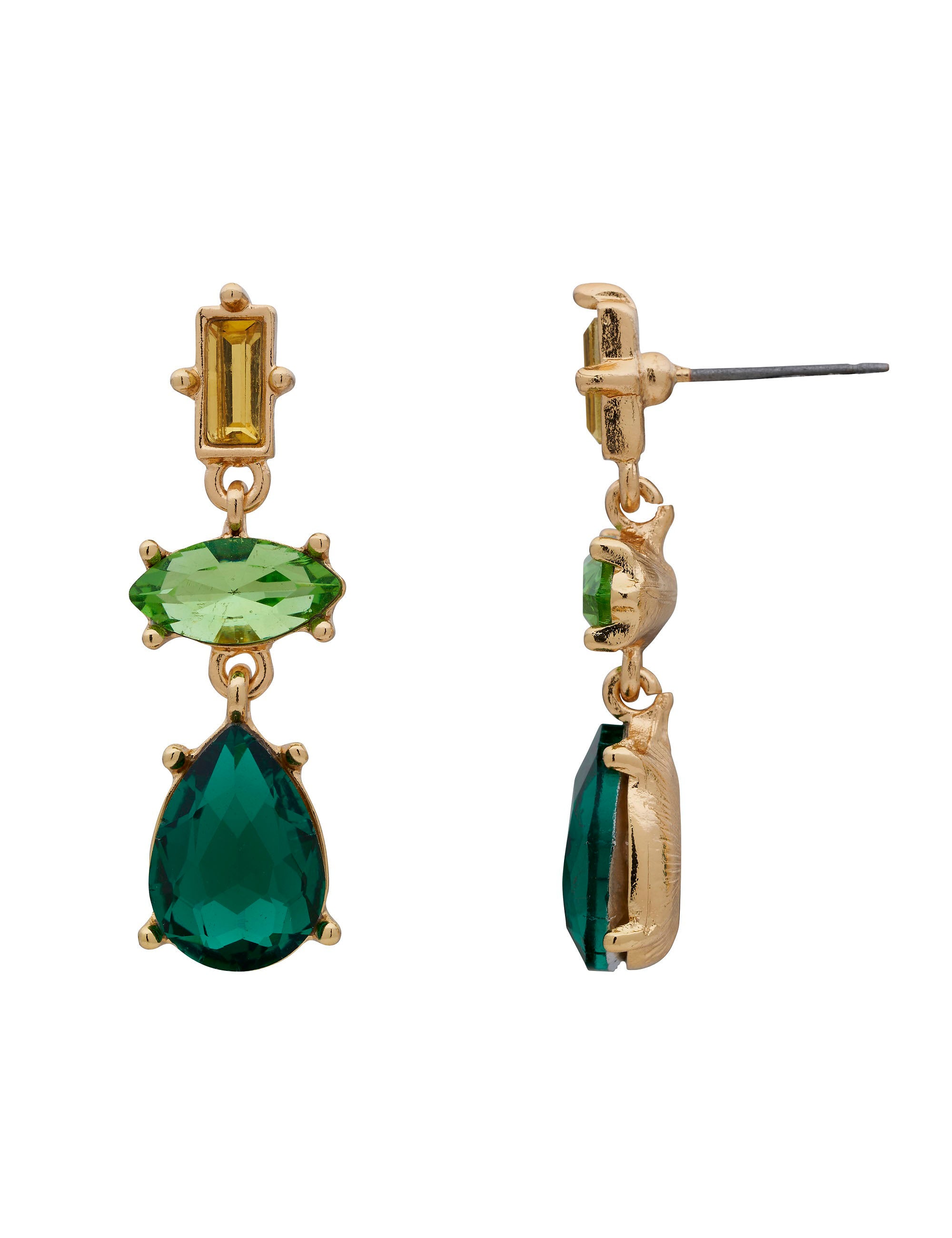 Green and sale gold earrings