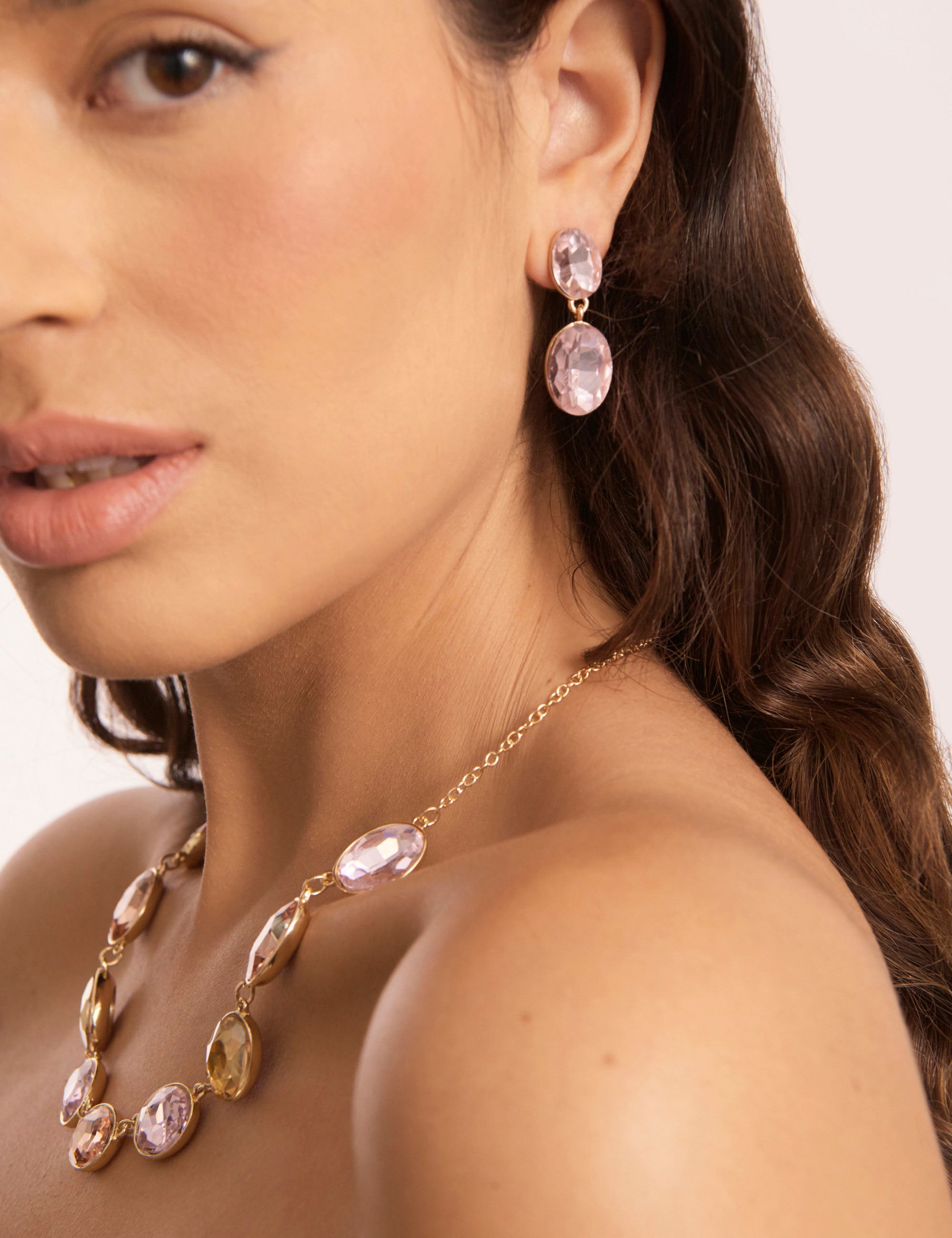 Pink Stone Drop Earring | FashionCrab.com